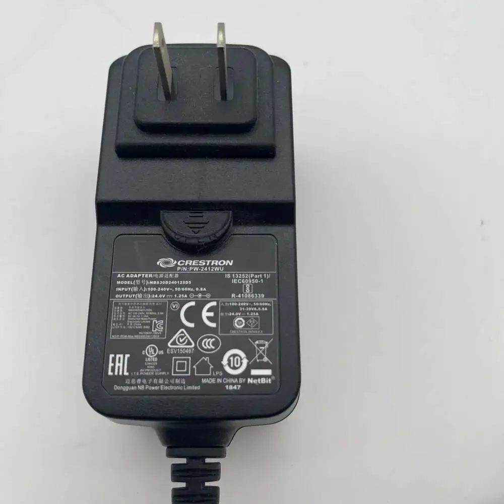 Crestron PW-2412WU 24VDC 1.25A Universal AC Power Supply Adapter Black